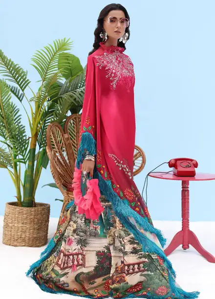 Resort by Musferah Pret Printed Silk 1 Piece Suit Rouge